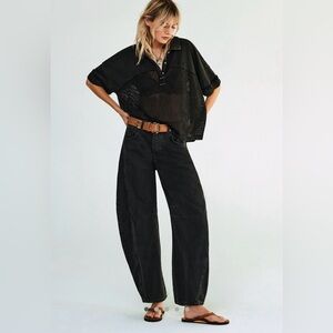 Free People Black Boyfriend Jeans 6/28